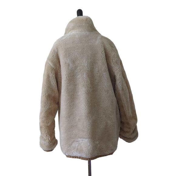 Winlit Vintage Brown Suede Leather Reversible Faux Fur Jacket Oversize Medium - Picture 4 of 12